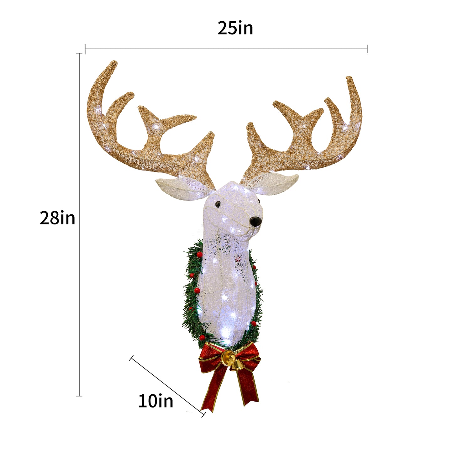 Lighted Christmas Wall Decor Reindeer Head