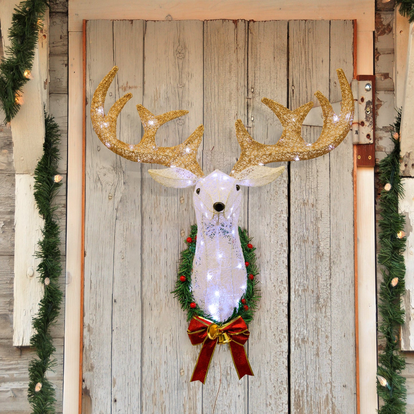 Lighted Christmas Wall Decor Reindeer Head